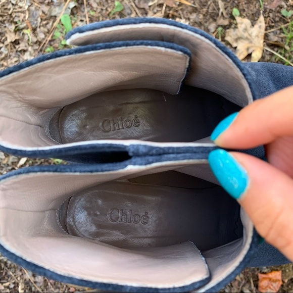 Chloe Double-Buckle Blue Suede Ankle Boots 36 - Picture 13 of 16